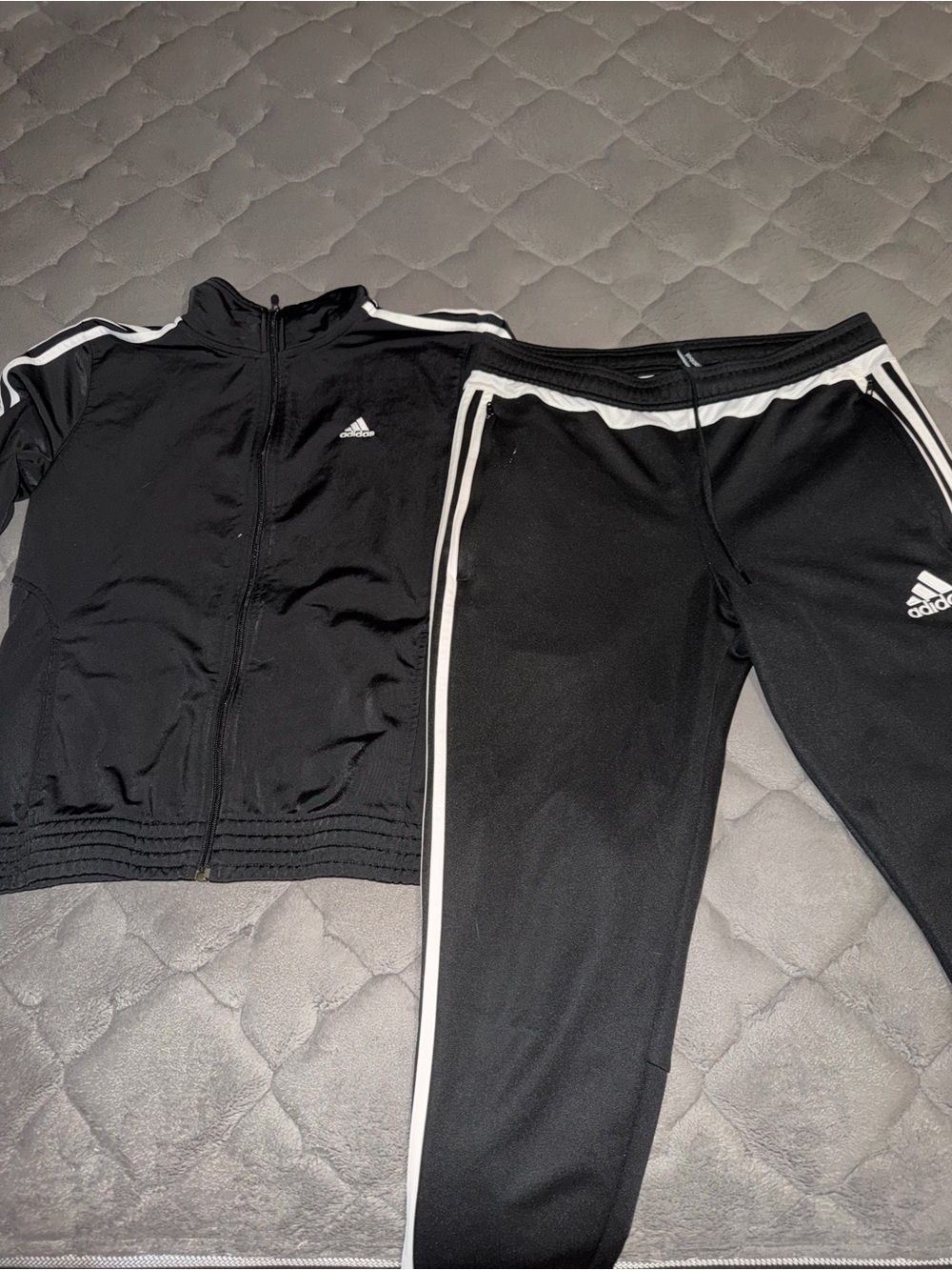 adidas Black Kids Track Jacket & Joggers with White Stripes
